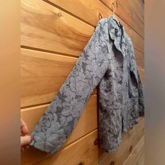 Dialogue Jacket Floral Jacquard QVC Blazer Open Style Blue Size 14 New - Picture 5 of 12